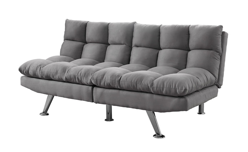 Furniture Affordable Furniture - 38" x 70" x 33" Grey, Foam, Metal, Solid Wood, Micro-Suede - Split Back Futon HomeRoots
