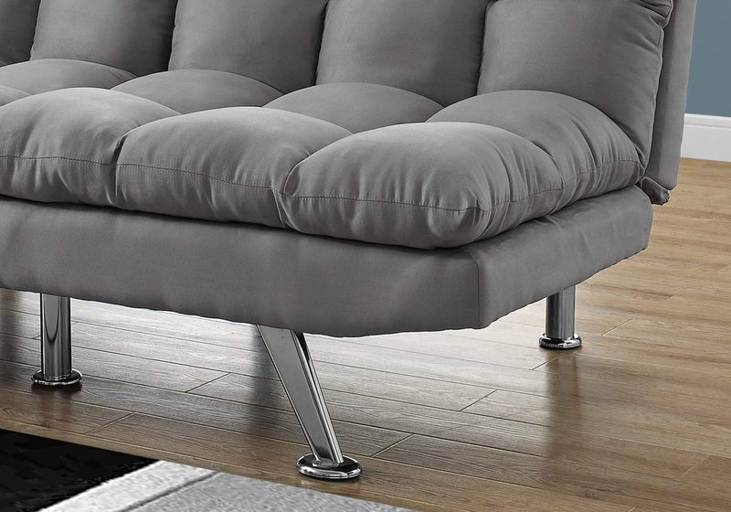 Furniture Affordable Furniture - 38" x 70" x 33" Grey, Foam, Metal, Solid Wood, Micro-Suede - Split Back Futon HomeRoots
