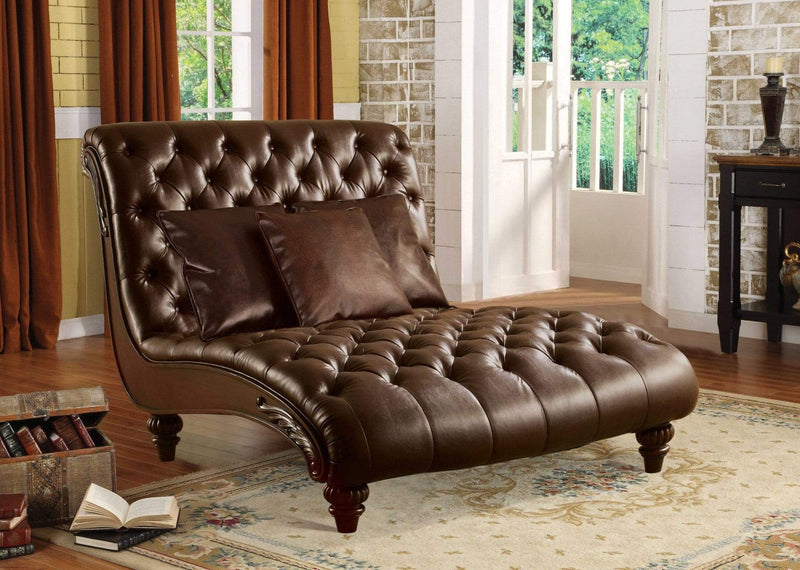 Furniture Affordable Furniture - 52" X 70" X 45" 2-Tone Brown PU Upholstery Wood Chaise w/3Pillows HomeRoots