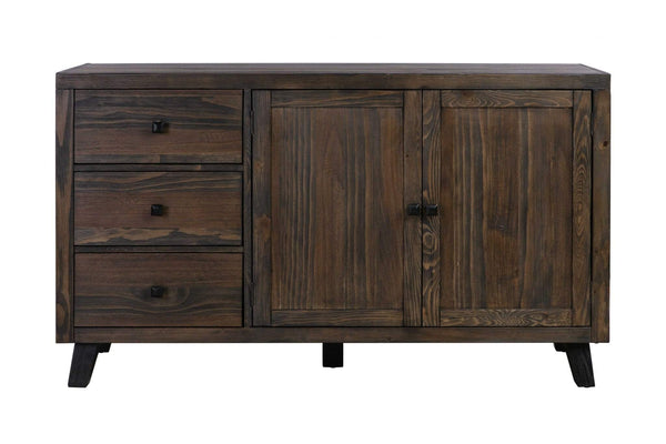 Furniture Buffet Furniture - 18" X 60" X 35" Brown Pine Wood And Mdf Buffet HomeRoots