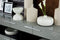 Furniture Buffet Furniture - 33" Grey High Gloss Glass Buffet HomeRoots