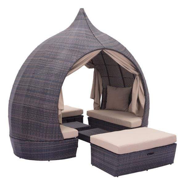 Furniture Cheap Furniture - 107.5" X 58" X 96.5" Brown And Beige Uv Resistant Wicker Daybed HomeRoots