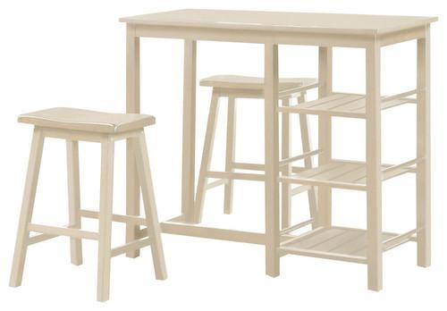 Furniture Cheap Furniture - 19" X 33" X 46" 3Pc Pack Buttermilk Rubber Wood Counter Height Set HomeRoots