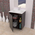 Furniture Cheap Furniture - 34.1" Modern Espresso Solid Composite Wood Vanity with Folding Doors HomeRoots