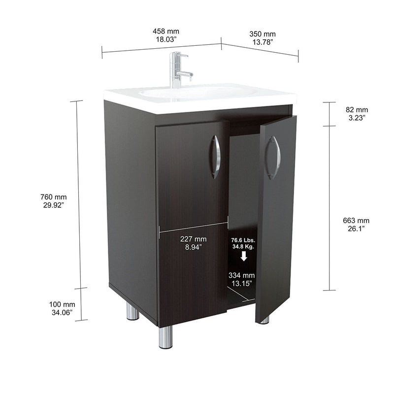 Furniture Cheap Furniture - 34" Espresso Solid Composite Wood Vanity with Folding Doors HomeRoots