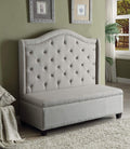 Furniture Cheap Furniture - 54" X 22" X 50" Beige Fabric And Espresso Settee With Storage HomeRoots