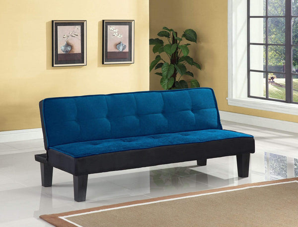 Furniture Cheap Furniture - 66" X 29" X 28" Blue Flannel Fabric Adjustable Couch HomeRoots