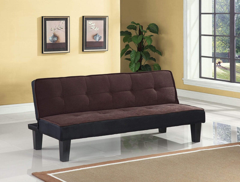 Furniture Cheap Furniture - 66" X 29" X 28" Chocolate Flannel Fabric Upholstery Adjustable Couch HomeRoots