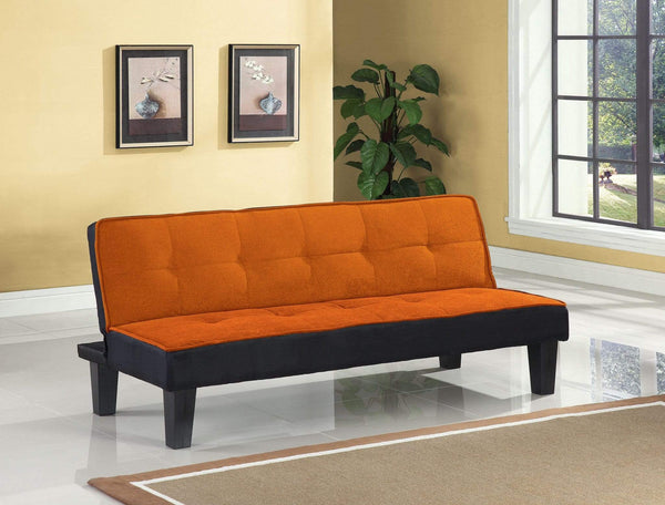 Furniture Cheap Furniture - 66" X 29" X 28" Orange Flannel Fabric Adjustable Couch HomeRoots