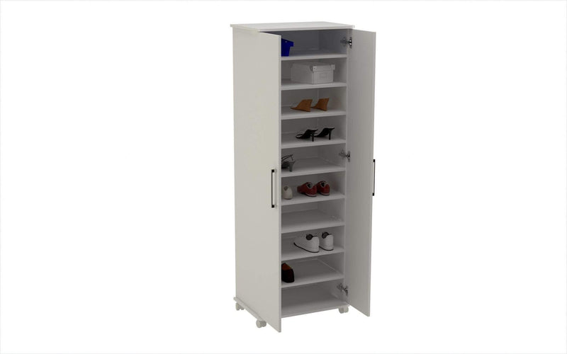 Furniture Cheap Furniture - White Shoe Closet with 10 Shelves HomeRoots