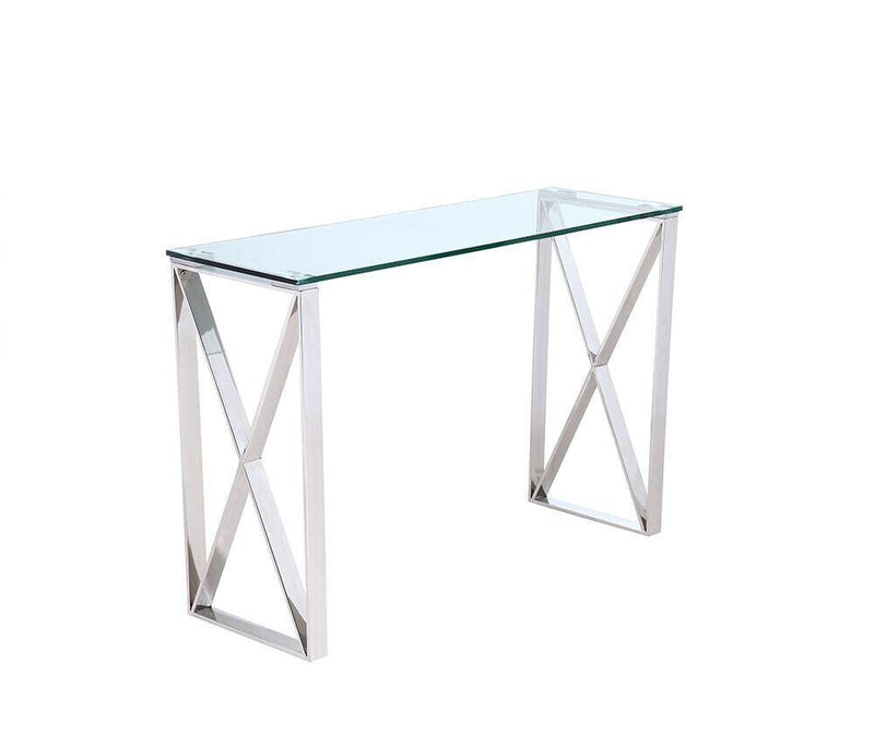 Furniture Decorative Mirrors - 32" X 48" X 16" Clear Glass and Stainless Steel Console Mirror HomeRoots