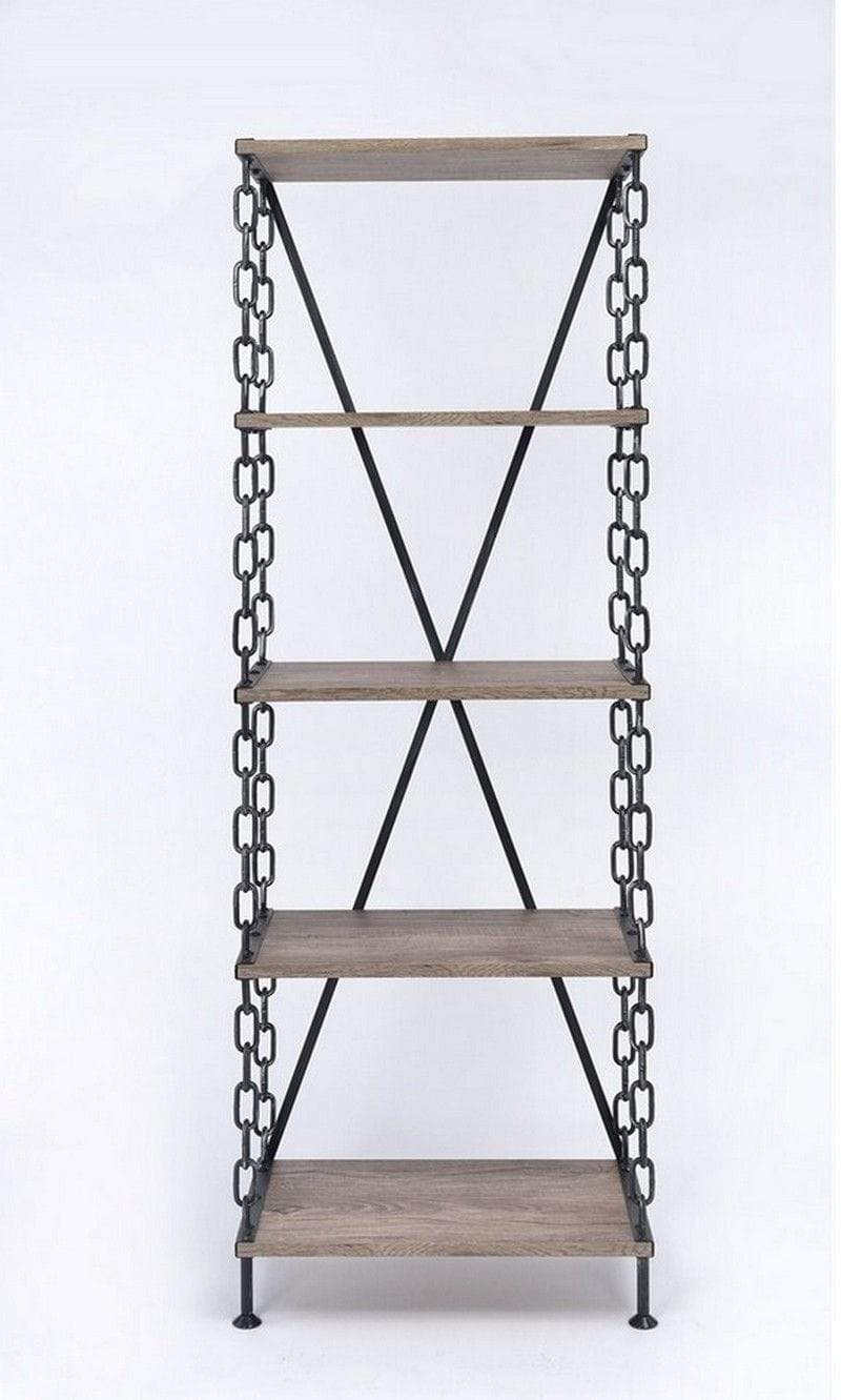 Furniture Discount Furniture - 26" X 15" X 75" Rustic Oak And Antique Black Short Side Pier HomeRoots