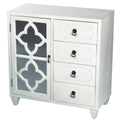 Furniture Discount Furniture - 29'.5" X 14" X 30'.75" Antique White MDF, Wood, Mirrored Glass Sideboard with a Door and Drawers HomeRoots