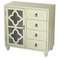 Furniture Discount Furniture - 29'.5" X 14" X 30'.75" Beige MDF, Wood, Clear Glass Antique Style Sideboard with a Door and Drawers HomeRoots