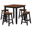 Furniture Discount Furniture - 36" X 36" X 36" 5pc Oak & Black Rubber Wood Counter Height Set HomeRoots