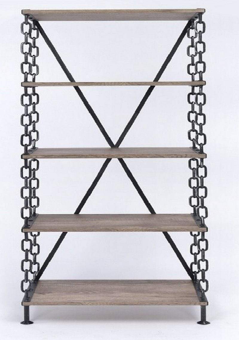 Furniture Discount Furniture - 40" X 18" X 72" Rustic Oak And Antique Black Long Side Pier HomeRoots