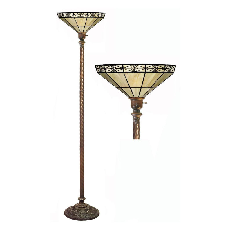 Furniture Discount Furniture - Tiffany-style Mission-style White Torchiere HomeRoots