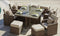 Furniture Furniture - 101" X 49" X 45" Brown 9-Piece Square Outdoor Dining Set with Beige Cushions HomeRoots