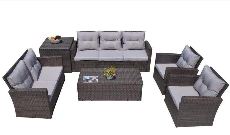 Furniture Furniture - 118'.56" X 31'.59" X 14'.82" Brown 6-Piece Patio Conversation Set with Cushions and Storage Boxs HomeRoots
