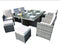 Furniture Furniture - 129" X 76" X 46" Gray 11-Piece Outdoor Dining Set with Cushions HomeRoots