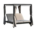 Furniture Furniture - 161'.85" X 71'.37" X 8'.58" Gray Outdoor Steel Metal Adjustable Day Bed with Canopy and Taupe Cushions HomeRoots