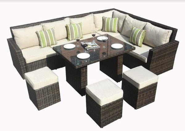 Furniture Furniture - 180'.96" X 33'.54" X 34'.71" Brown 8-Piece Outdoor Sectional Set with Cushions HomeRoots