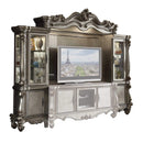 Furniture Furniture Sale - 21" X 118" X 95" Antique Platinum Wood Poly Resin Glass Entertainment Center HomeRoots