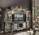 Furniture Furniture Sale - 21" X 118" X 95" Antique Platinum Wood Poly Resin Glass Entertainment Center HomeRoots