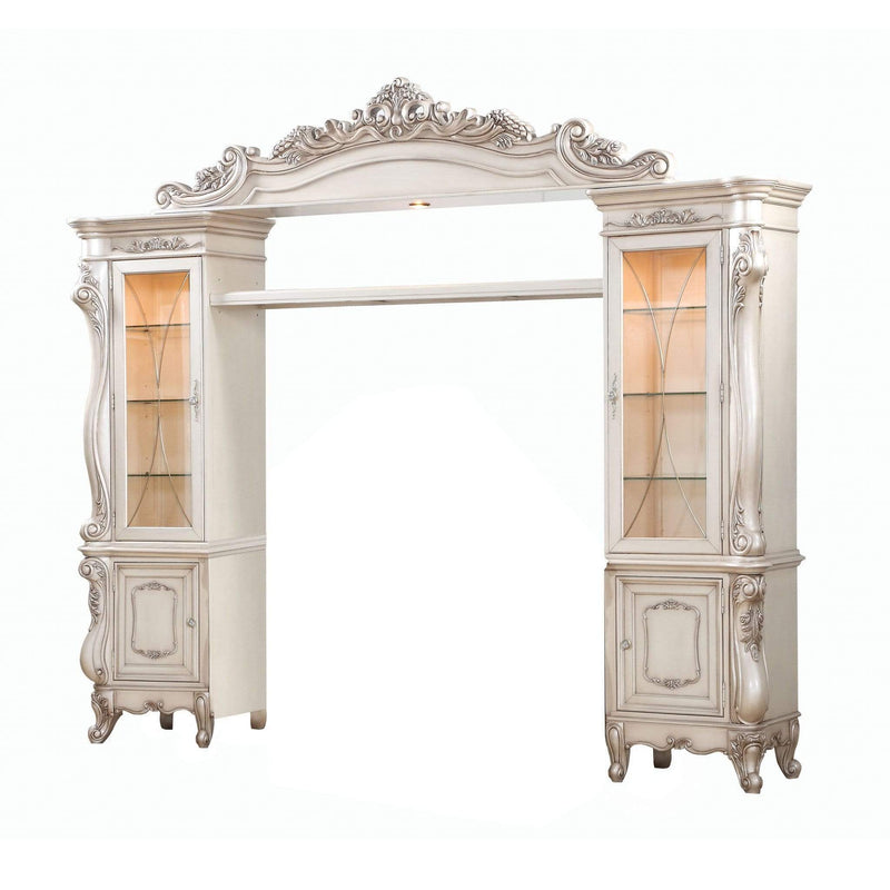Furniture Furniture Sale - 25" X 117" X 101" Antique White Wood Glass Poly-Resin Entertainment Center HomeRoots