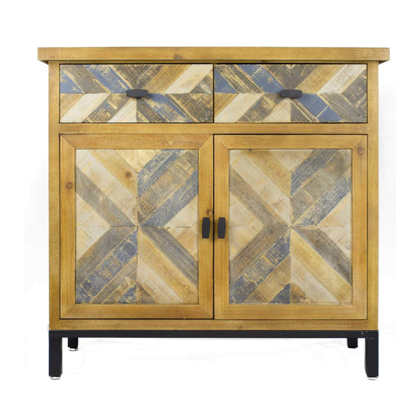Furniture Furniture Sale - 35'.8" X 15" X 33'.8" Elm with Gray Iron, Wood, MDF 2-Drawer, 2-Door Parquet Sideboard HomeRoots