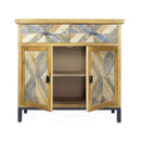 Furniture Furniture Sale - 35'.8" X 15" X 33'.8" Elm with Gray Iron, Wood, MDF 2-Drawer, 2-Door Parquet Sideboard HomeRoots