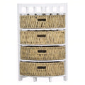 Furniture Home Furniture - 15'.5" X 15'.5" X 34'.25" White Wash W/ Natural Water Hyacinth Wood, MDF, Water Hyacinth Corner Storage with Hyacinth Baskets HomeRoots