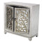 Furniture Home Furniture 32" X 14" X 32" Antique Silver W/ Gold MDF, Wood, Mirrored Glass Sideboard with Doors and Gold Paint 4578 HomeRoots