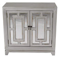 Furniture Home Furniture - 32" X 14" X 32" Antique Silver W/ Gold MDF, Wood, Mirrored Glass Sideboard with Doors and Gold Paint HomeRoots