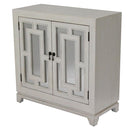 Furniture Home Furniture - 32" X 14" X 32" Ivory MDF, Wood, Mirrored Glass Sideboard with Doors and Blue Paint HomeRoots