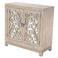 Furniture Home Furniture - 32" X 14" X 32" White Wash MDF, Wood, Mirrored Glass Sideboard with Doors HomeRoots