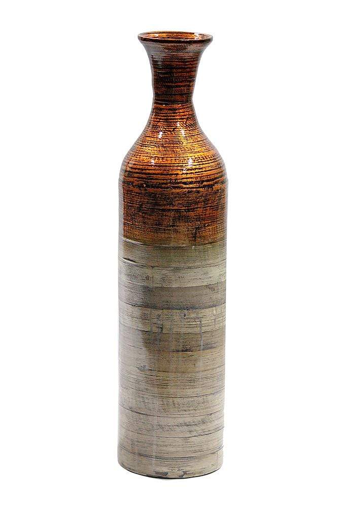 Furniture Home Furniture - 6" X 6" X 24" Metallic Orange & Natural Bamboo  Metallic Orange & Natural Bamboo HomeRoots