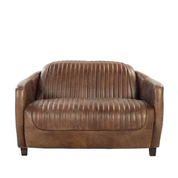 Furniture Leather Loveseat - 50" X 37" X 31" Retro Brown Leather Loveseat HomeRoots