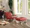 Furniture Leather Ottoman - 28" X 20" X 14" Antique Red Leather Ottoman HomeRoots