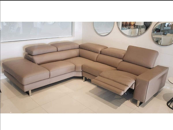 Furniture Leather Sectional - 32" X 117" X 94" Tan Leather Large Sectional HomeRoots