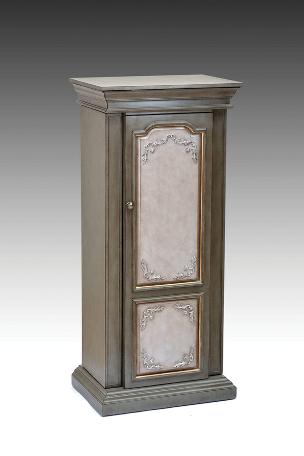 Furniture Living Room Furniture - 19" X 13" X 43" Antique Gray & Antique Beige Wood Jewelry Armoire HomeRoots