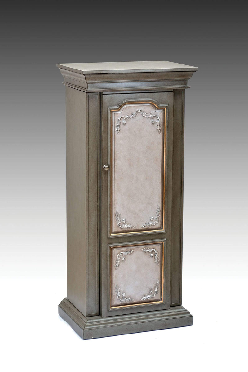 Furniture Living Room Furniture - 19" X 13" X 43" Antique Gray & Antique Beige Wood Jewelry Armoire HomeRoots