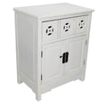 Furniture Living Room Furniture - 24" X 15" X 30" Antique White MDF, Wood Sideboard with a Drawer, Doors and Circle Link Cutouts HomeRoots