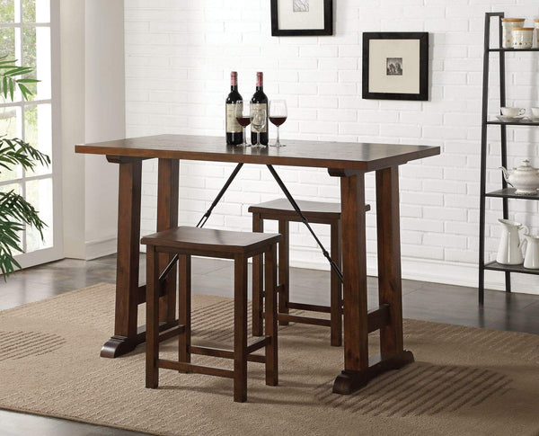 Furniture Living Room Furniture - 3 Piece Wooden Counter Height Set in Walnut and Black HomeRoots
