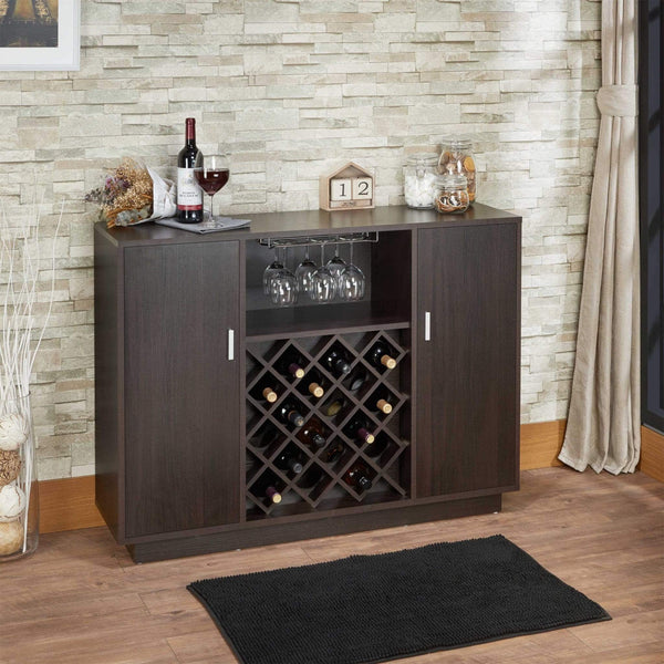 Furniture Living Room Furniture - 47" X 14" X 35" Espresso Wood Server HomeRoots
