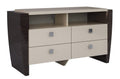 Furniture Modern Furniture - 28" Refined Beige High Gloss TV Entertainment Unit HomeRoots