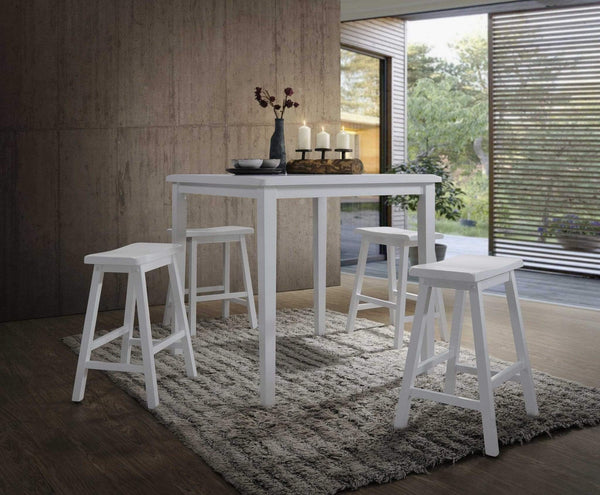 Furniture Modern Furniture - 36" X 36" X 36" 5pc White Rubber Wood Counter Height Set HomeRoots