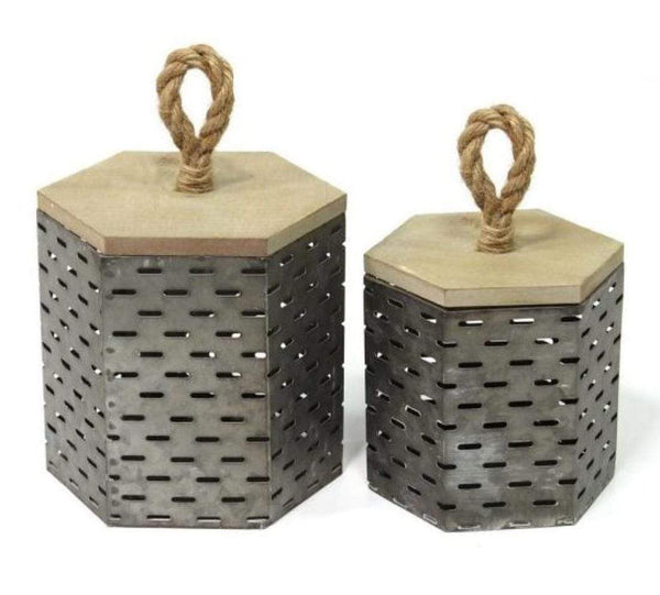 Furniture Modern Furniture - Metal Decorative Containers Set of 2 HomeRoots