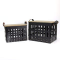 Furniture Modern Furniture - Metal Storage Baskets with Wood Tops Set of 2 HomeRoots