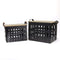 Furniture Modern Furniture - Metal Storage Baskets with Wood Tops Set of 2 HomeRoots